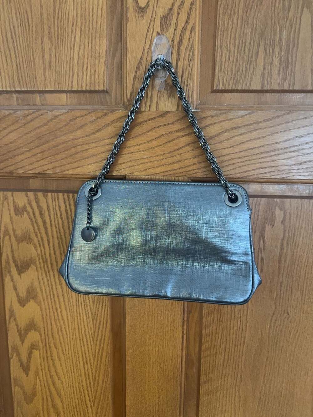 Ivanka Trump Metallic Silver Chain Strap Shoulder Bag